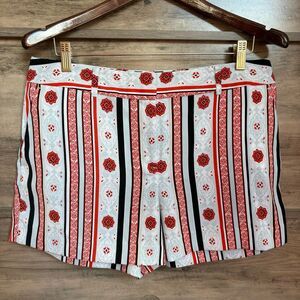 LOFT Light Blue Red Vertical Stripe Chino Shorts 10 Retro Chic Preppy Artsy